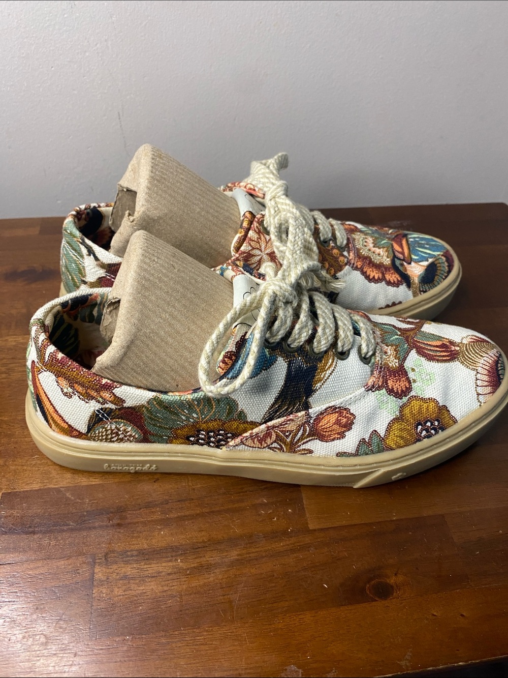 FARM Rio Floral Canvas Platform Sneakers in Cream, Blue, Rust